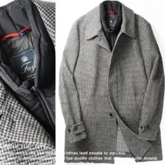 新品23万FAYフェイ 3WAYギンガムチェックウールチェスターコートSベスト付