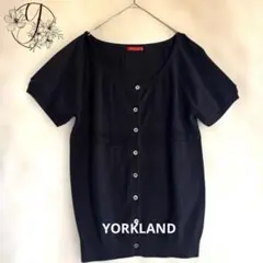 【YORKLAND】半袖 ニット カーディガン 黒 Lサイズ 689のサムネイル