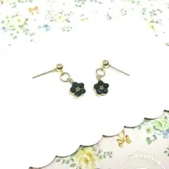 No.1003☆小粒フラワー（ブラック） ピアス イヤリング マスクチャーム