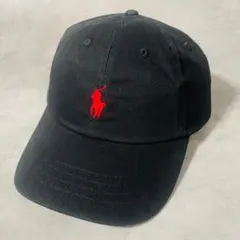 POLO RALPH LAUREN キャップ 黒 赤ロゴ ポロ ラルフ 帽子