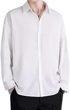 [SUKINANA]シャツ メンズ 長袖 吸汗速乾 無地 柔らかい ホワイト