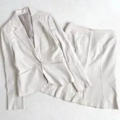 WHITE JOOLA スカートスーツ 9R フォーマル フレア ライトベージュ