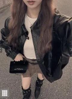 【GRL】襟2Wayオーバーサイズレザーブルゾン