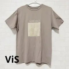 VIS グラフィック＆箔プリントアソートTシャツ ベージュ フリーサイズのサムネイル