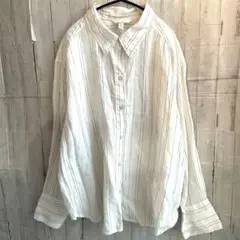 Ｈ＆Ｍ　リネン　ストライプシャツ　オーバーサイズ　ゆったりLL