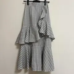 MAJESTIC LEGON フリルチェックロングスカート