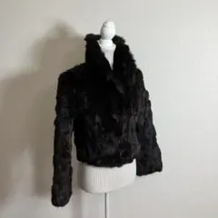 SAFURON 毛皮コート　黒　ショート