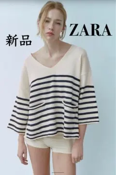 ◆新品未使用タグ付き◆ZARA Vネックニット Mサイズ大きめのサムネイル