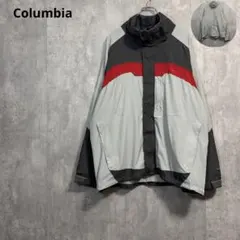 90s ColumbiaナイロンジャケットL中綿ジャケット グレーレッド好配色