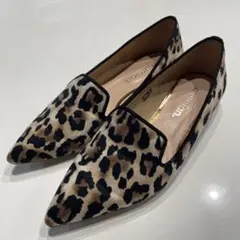 【美品】MAMIAN ヒョウ柄ポインテッドトゥフラットシューズ 24.0cm