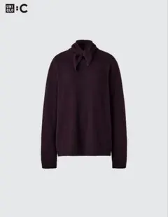 新品 今季 ユニクロ カシミヤリラックスVネックセーター スカーフ付き XXL