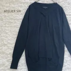 アトリエシックス　ニット　セーター　Vネック　黒　シルク　アンゴラ