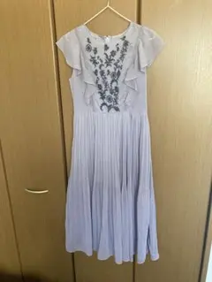 GRL ノースリーブワンピース　フリル　刺繍　プリーツ　パープル系