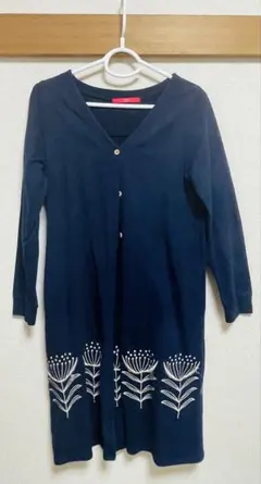 graniph ネイビー 花柄刺繍 ワンピース　フリーサイズ