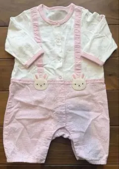 【70cm】ミキハウスうさぎモチーフ ロンパース ピンクのサムネイル