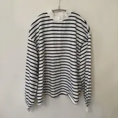 ボーダー モックネックボリュームスリーブロンＴ