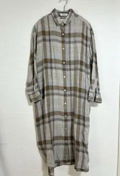 美品 BURBERRY LONDON ノバチェック柄ロールアップ 金ボタンシャツ 