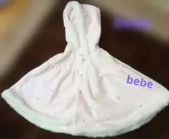 BeBeフリース花柄フード付きポンチョ