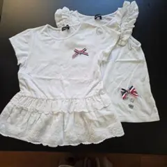 フリル袖ホワイトTシャツ 2枚セット