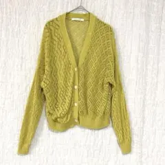 4182 sm2rhythm 透かし編みカーディガン　Ｖネック　コットン　Fのサムネイル