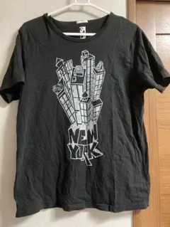 Tシャツ　半袖　グラフティー　黒　ブラック　GU 綿100% L newYork