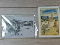 【匿名配送】鉛筆画・水彩画絵葉書２点セット