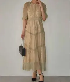 ショルダーギャザーラッセルレースワンピー