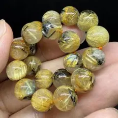 205 ゴールドタイチン ルチルクォーツ ブレスレット ギラギラ輝く極太