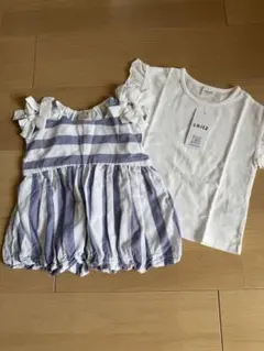 プティマイン フリル袖Tシャツ サイズ90 2枚セット女の子