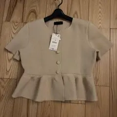 【新品・未使用】ZARA ペプラムショートスリーブニットジャケット Ｌ