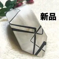 【新品未使用】marusho 幾何学模様 ブランド ネクタイ 白