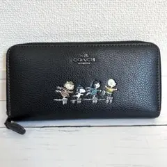 新品 未使用】COACH スヌーピー コラボ 二つ折り財布 白 サーフィン