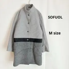 SOFUOL コート　M グレー　スタンドカラー　ウール　カラーブラック