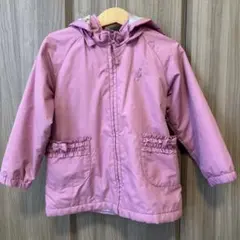 ピンク フリル付きポケット 薄手中綿コート100サイズ