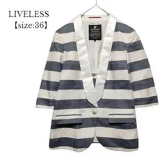 【LOVELESS／ラブレス】テーラードジャケット　ボーダー　五分袖　サイズ36のサムネイル