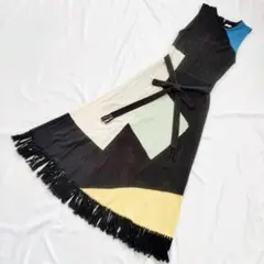 Alice+Olivia ロングワンピース 切り替え プリーツ　ノースリーブ