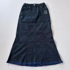 【美品】伊太利屋 カモフラ柄 ロングスカート ビジュー フリンジ 9号 日本製のサムネイル