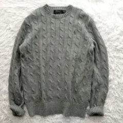 現行 ポロラルフローレン コットン ケーブルニット セーター L相当 グレー