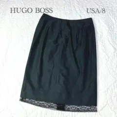 【美品】HUGO BOSS 黒シルク混スカート　USA/8のサムネイル