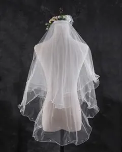 ウェディングベール 二層 スカラップエッジ