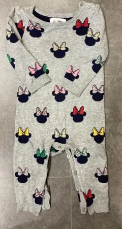 ミニーマウス リボン柄 ロンパース 80