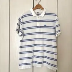 VANS ポロシャツ ✨️ホワイト×ブルー ボーダー L