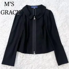 美品✨M’SGRACY 襟付き ジャケット カメリア ダブルジップ　40 L