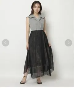 美品✨Rirandture セーラーカラージャケットワンピース 千鳥柄 2024 