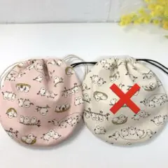 088まんまる巾着 シマエナガ おにぎり 大福 ピンクのみ1点