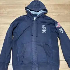 Eddie Bauer ジップアップパーカー ワッペン 裏起毛 XS アメカジ