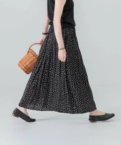 【かぐれ】ドットギャザースカート／BLACK／FREE