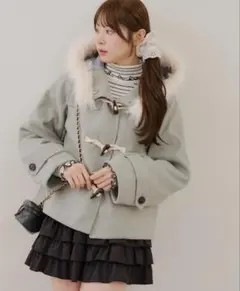 OLIVE des OLIVE ファー ダッフルコート サックス