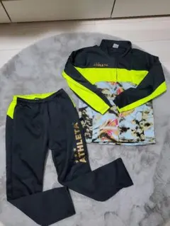 ATHLETA ジャージ上下セット 160 黒・蛍光イエロー