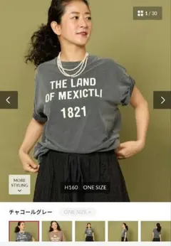 Freada フロッキー プリント ビッグTシャツ チャコールグレー